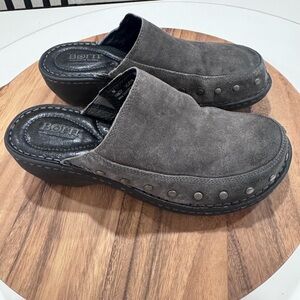 Born Charcoal Suede Majesty Suede Studded Slip-On Clogs